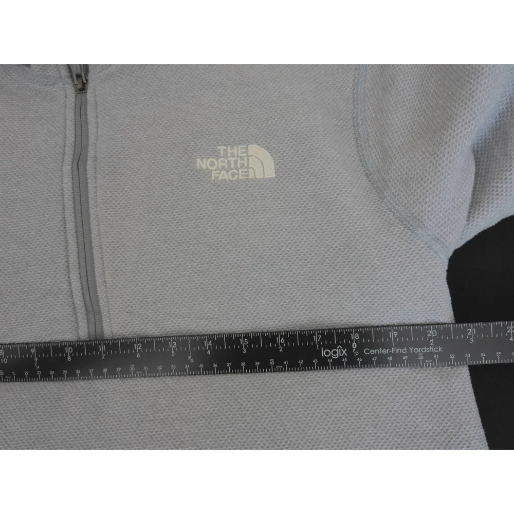 The North Face Quarter Zip Pullover Mens L Blue Grey Waffle Knit Fleece Active